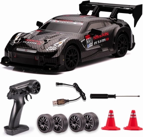 1:24 Scale RC Drift Car,4WD 2.4GHz High Speed Racing Hobby Sport Toy Car Vehicle with LED Lights,Racing and Drift Wheels for Adult Boys Girls Kids Gift (8601-Black)