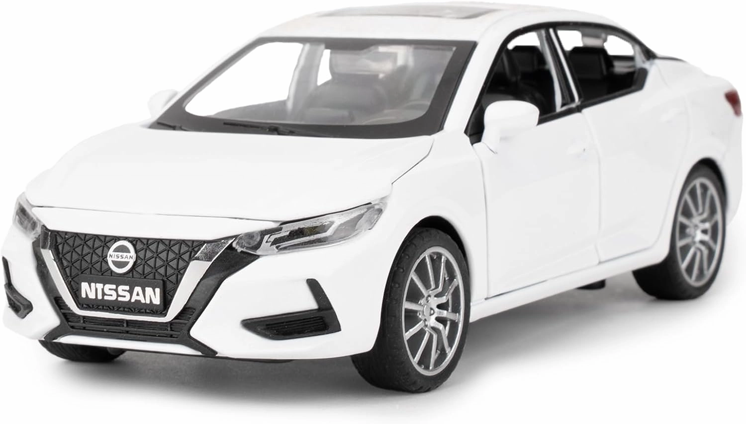 1:32 Scale Car Model Compatible for Collectible Nissan Diecast Toy Vehicle, Zinc Alloy Pull Back Toy Car with Sound and Light for Adult Boys Girls 3 4 5 6 7 8 (White)