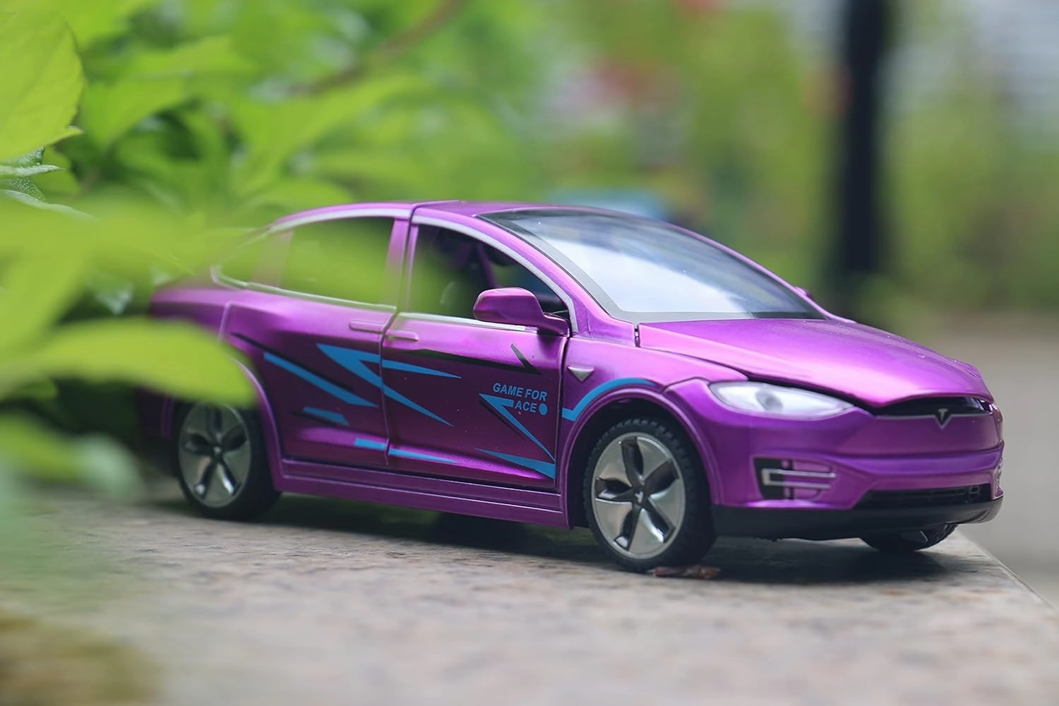 1:32 Scale Car Model X Alloy Diecast Pull Back Electronic Toys with Lights and Music, Mini Vehicles Toys for Kids Gift Car Lovers Collection (Model X - Dazzling Purple)
