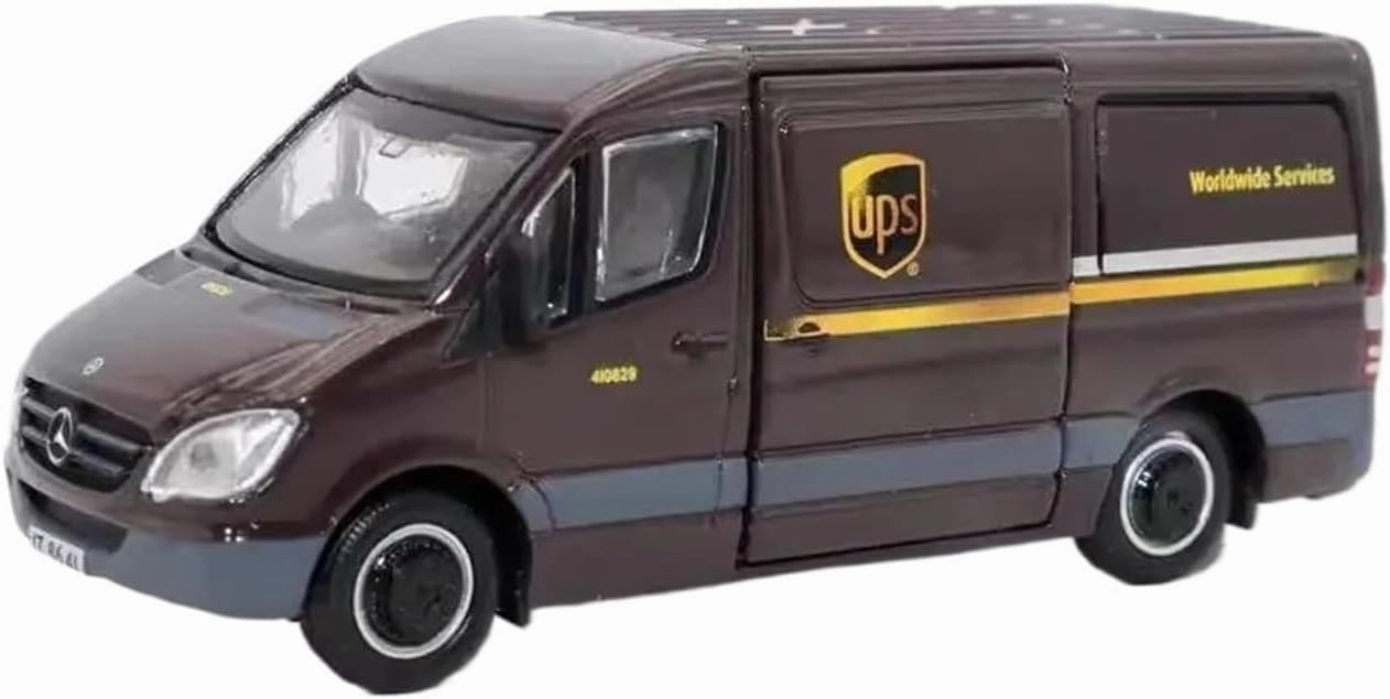 1 64 for Benz Sprinter Ups Express Delivery Truck Alloy Simulation Car Ornament Toy Collection Display Motor Vehicles Toys