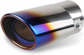 1 PC Stainless Steel Car Exhaust Tip, Blue Burnt 2.5" to 3.3" Exhaust Pipe, Fluid Dynamics Exhaust Tail Pipe Tips, Weld-On Muffler Tip with Chrome Finish, Universal Fit for Most Cars (Blue)