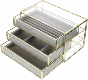 1pc Transparent Jewelry Box Watch Holder Elegant Desktop Organizer for Necklaces Bracelets Earrings More Women Girls Stylish Storage