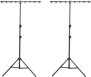 2) Chauvet DJ CH-06 Portable Lightweight Easy Setup T Bar Tripod Light Stands