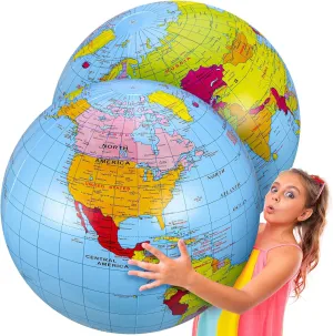 2 Pack 40 Inch Inflatable Globe Giant Beach Balls Inflatable Earth Globe Toys for Adults Summer Pool Game Swimming Beach Party Favor for Geographic Spectrum