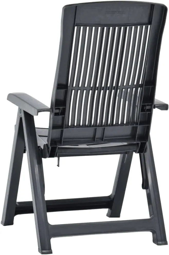 2-Pack Patio Reclining Chairs with Adjustable Backrest, Plastic Outdoor Lounge Chairs Foldable Anthracite for Poolside, Beach, Camping and Backyard Relaxation