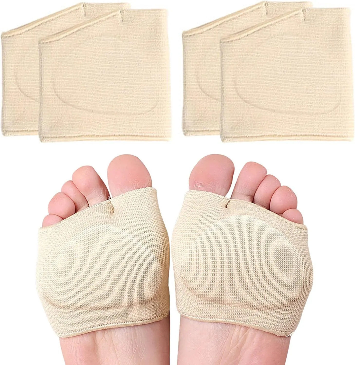 2 Pairs Metatarsal Pads with Gel Pad - Metatarsal Pads for Women Men - Ball of Foot Cushions for Pain Relief (Biege, X-Large:10.5-12.5)