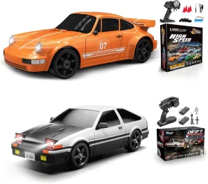 2 PCS RC Drift Car, RC Drift Car 1:24 Remote Control Car 4WD 15KM/H Remote Control Car and 1:12 Fast RC Car 2.4GHz 35KM/H High Speed Performance with Gyro Racing Car Gift for Adults Kids Boys Girls