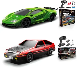 2 PCS RC Drift Car, RC Drift Car 1:24 Remote Control Car 4WD 15KM/H Remote Control Car and 1:12 Fast RC Car 2.4GHz 35KM/H High Speed Performance with Gyro Racing Car Gift for Adults Kids Boys Girls