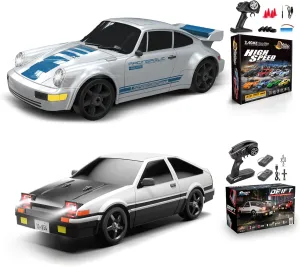 2 PCS RC Drift Car, RC Drift Car 1:24 Remote Control Car 4WD 15KM/H Remote Control Car and 1:12 Fast RC Car 2.4GHz 35KM/H High Speed Performance with Gyro Racing Car Gift for Adults Kids Boys Girls