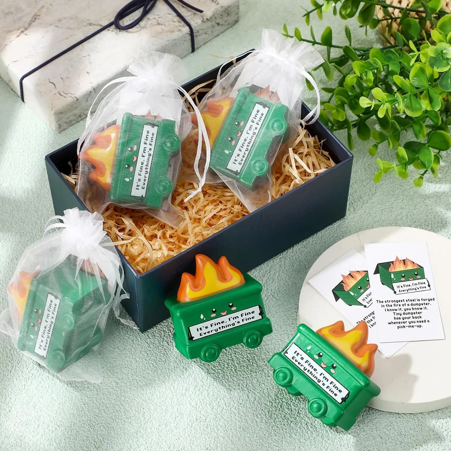 20 Set Mini Dumpster Stress Balls Bulk Motivational Quotes Stress Balls Inspirational Relief Pressure Toy Funny Squeeze Appreciation Gift for Employee Coworkers Staff Volunteer (Green)