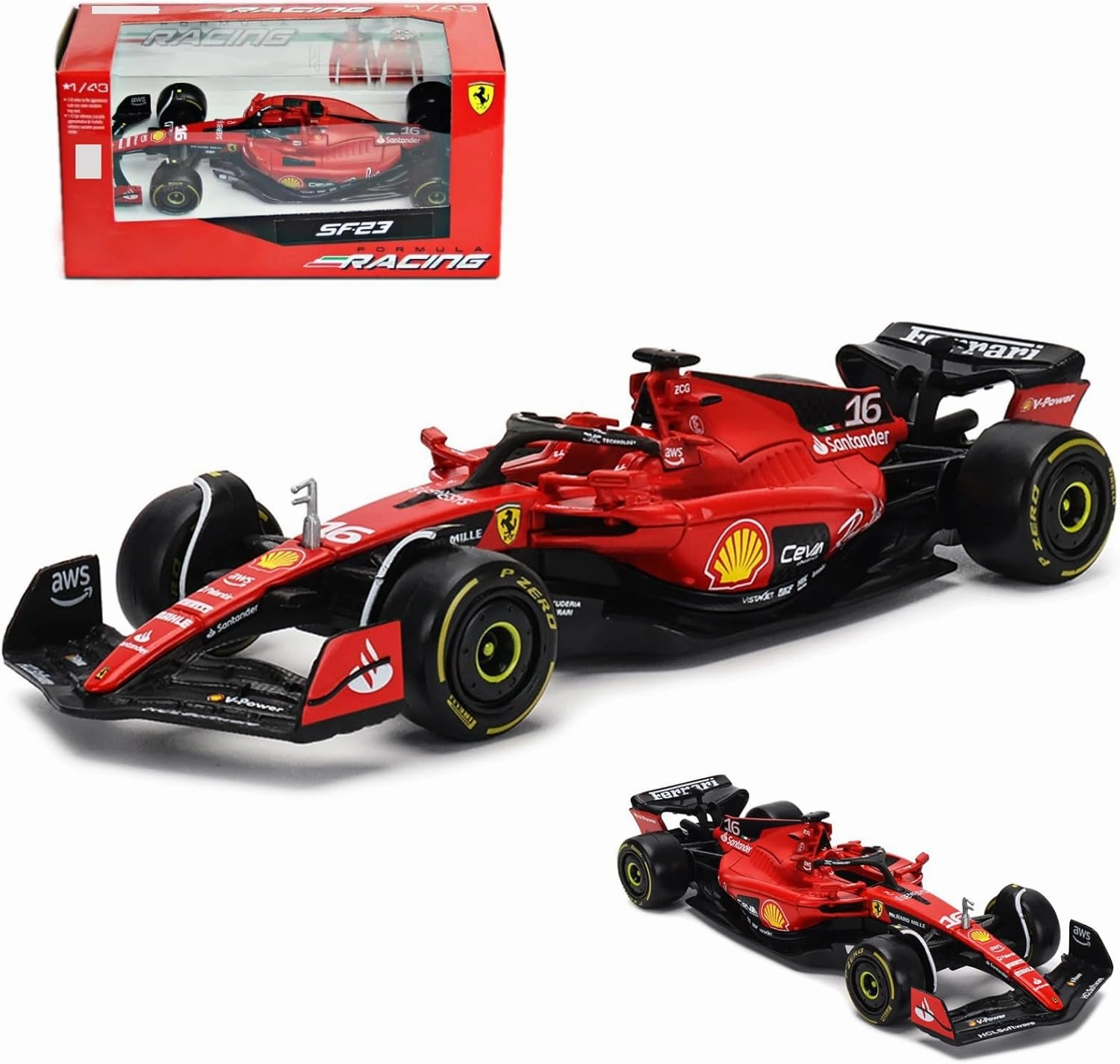 2023 1/43 SF23#16 Alloy Racing Car for Scuderia Ferrari 1:43 SF23 Leclerc Signature Die cast Adults Model Car Display Ornaments Collection