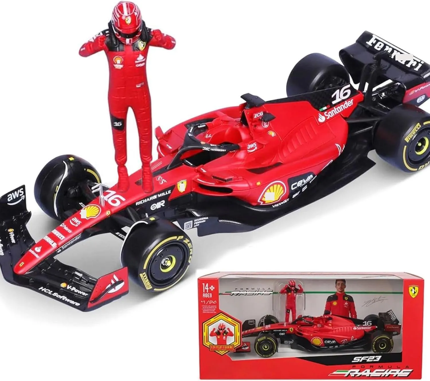 2024 New Bbuago 1/24 SF23#16 Winning Doll Signature Leclerc for Ferari Team Diecast Adult Vehicles Model Car Gift