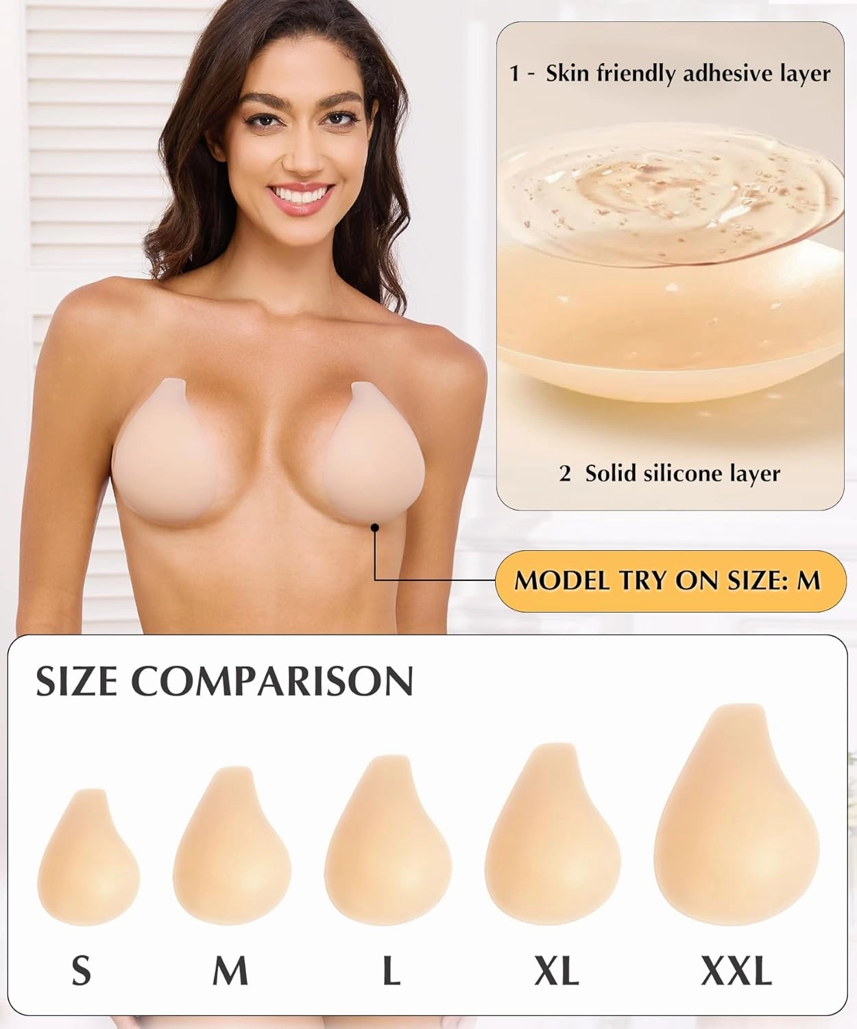 2025 Added Lift Nipple Covers Ultra-Thin Seamless Sticky Adhesive Bras Push up Reusable Pasties for Women