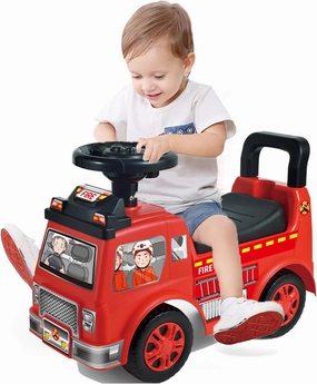 2025 Upgrade Toddler Ride On Toys with Under Seat Storage, Ride On Fire Truck with Music & Steering Wheel, Ride On Push Car for Toddlers 19-36 Months, Red