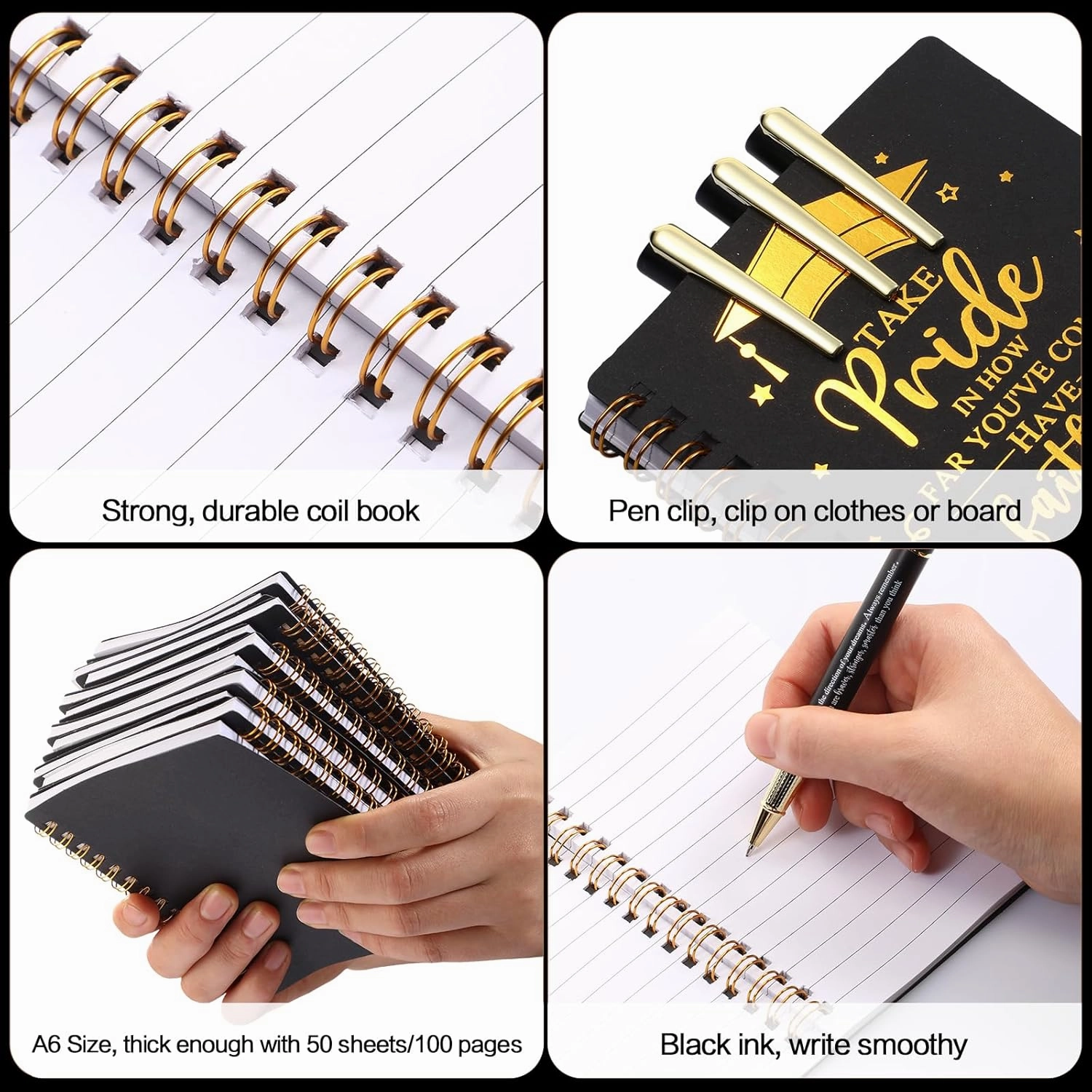 20 Sets 2025 Graduation Gifts Bulk Inspirational Spiral Journal with Motivational Pen Kraft Notebooks Class of 2025 Gifts for College Graduate (Black)