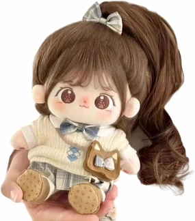 20cm Plush Doll Cotton Doll with Clothing Set,Kawaii Soft Stuffed Dress Up Dolls with Wig Cute Long Hair Cotton Doll for Girl Birthday Gift (Uniform Series-A-Skeleton)