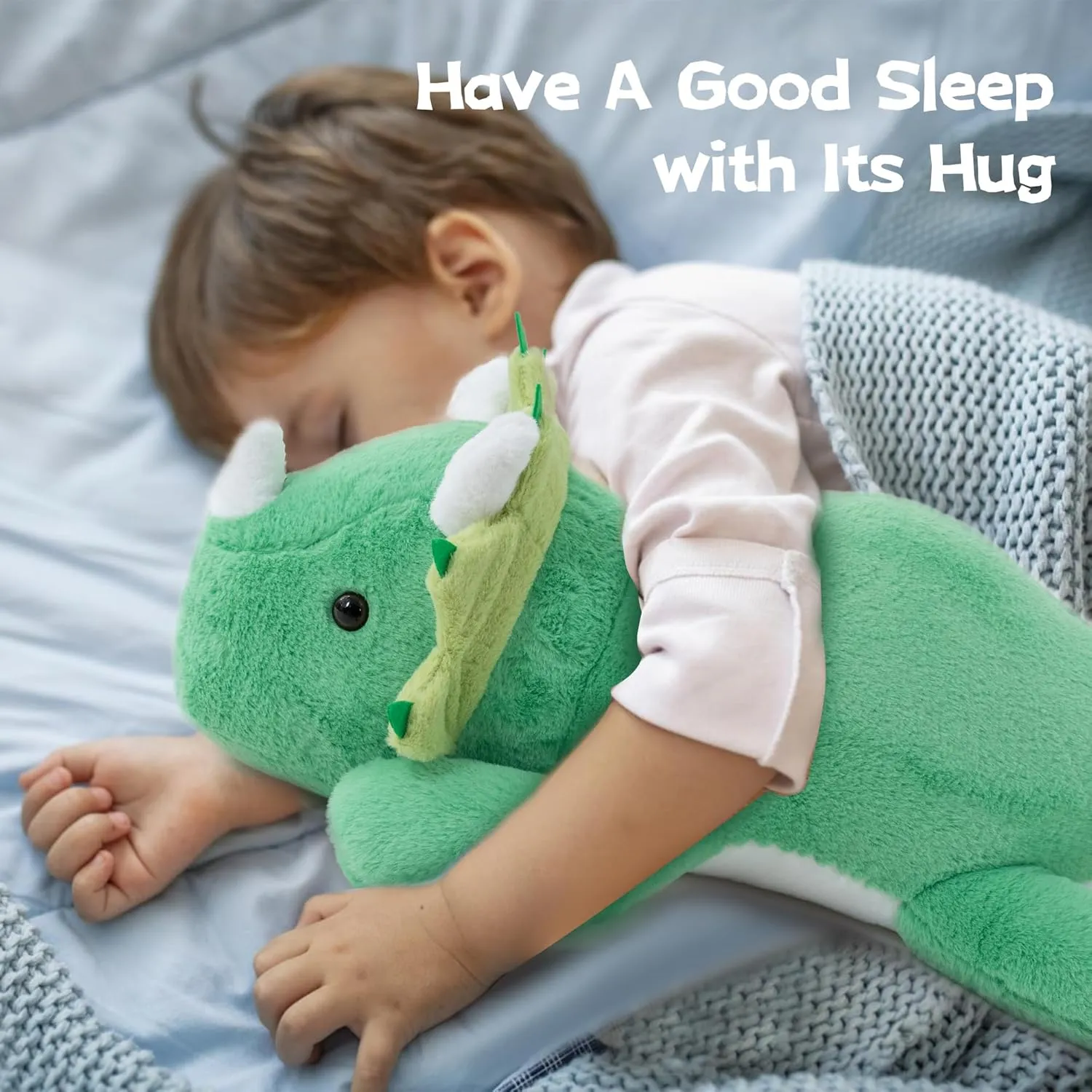 2.4 Pounds Weighted Dinosaur Stuffed Animals 15.7Inch Green Weighted Dino Plush,Huggable Companion for Kids & Adults, Gift for Thanksgiving, Christmas and Birthday.