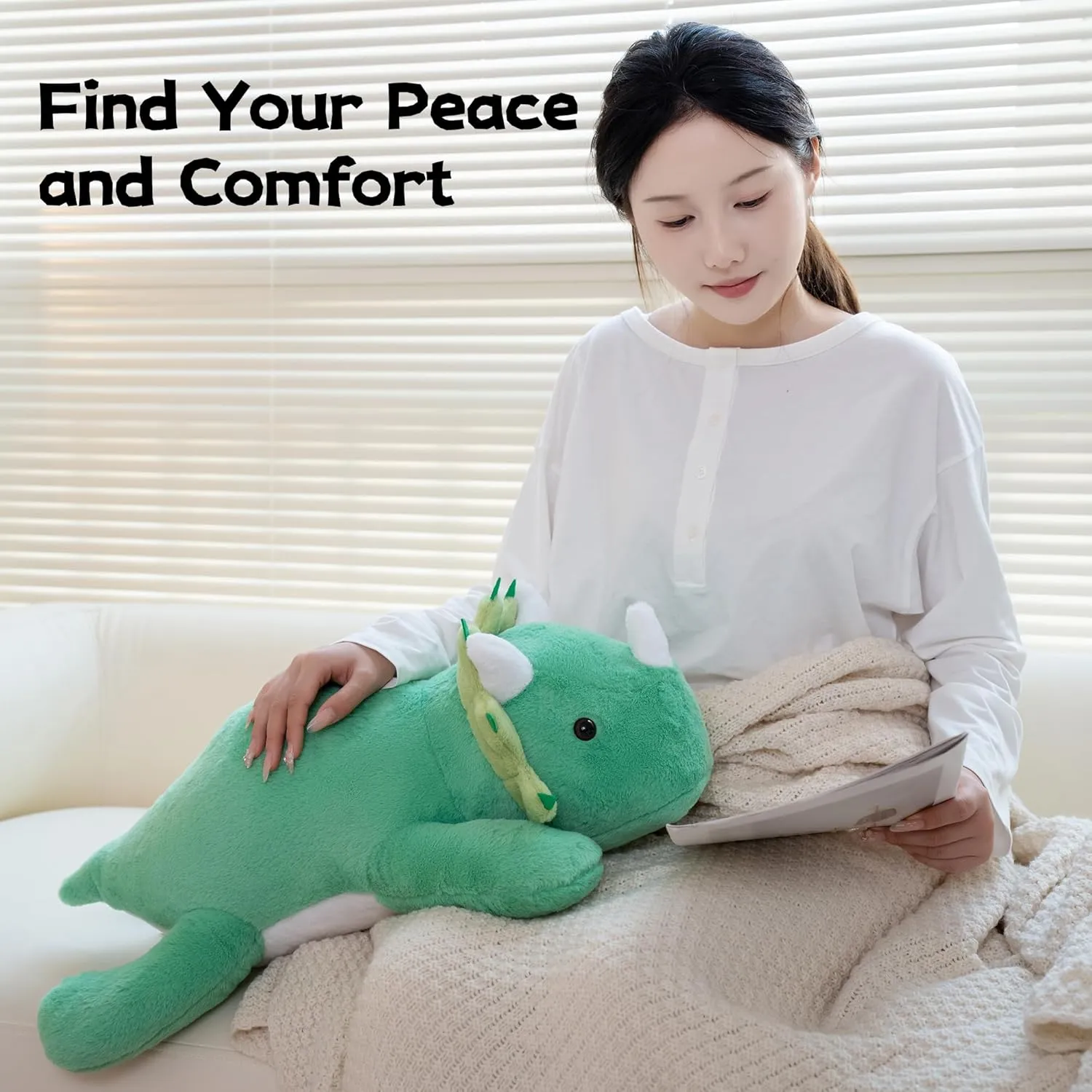 2.4 Pounds Weighted Dinosaur Stuffed Animals 15.7Inch Green Weighted Dino Plush,Huggable Companion for Kids & Adults, Gift for Thanksgiving, Christmas and Birthday.