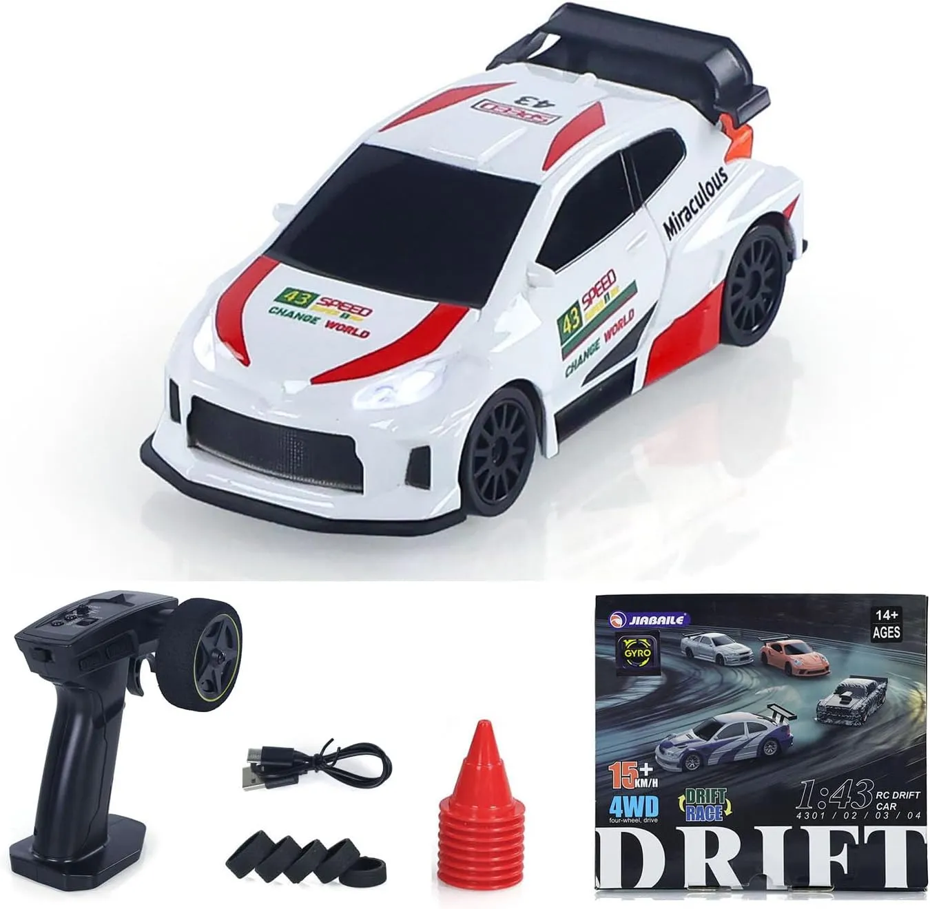 2.4GHz 1:43 RC Drift Car High Speed 4WD Racing Vehicles RTR Mini Car Toy Model Radio Battery Lights Gyroscope