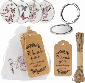 24Pcs Butterfly Compact Mirrors Bulk Wedding Party Favors for Guests, Inspirational Cute Portable Folding Makeup Mirrors Set, Return Gifts for Bachelorette Wedding Bridal Party Souvenir Gift