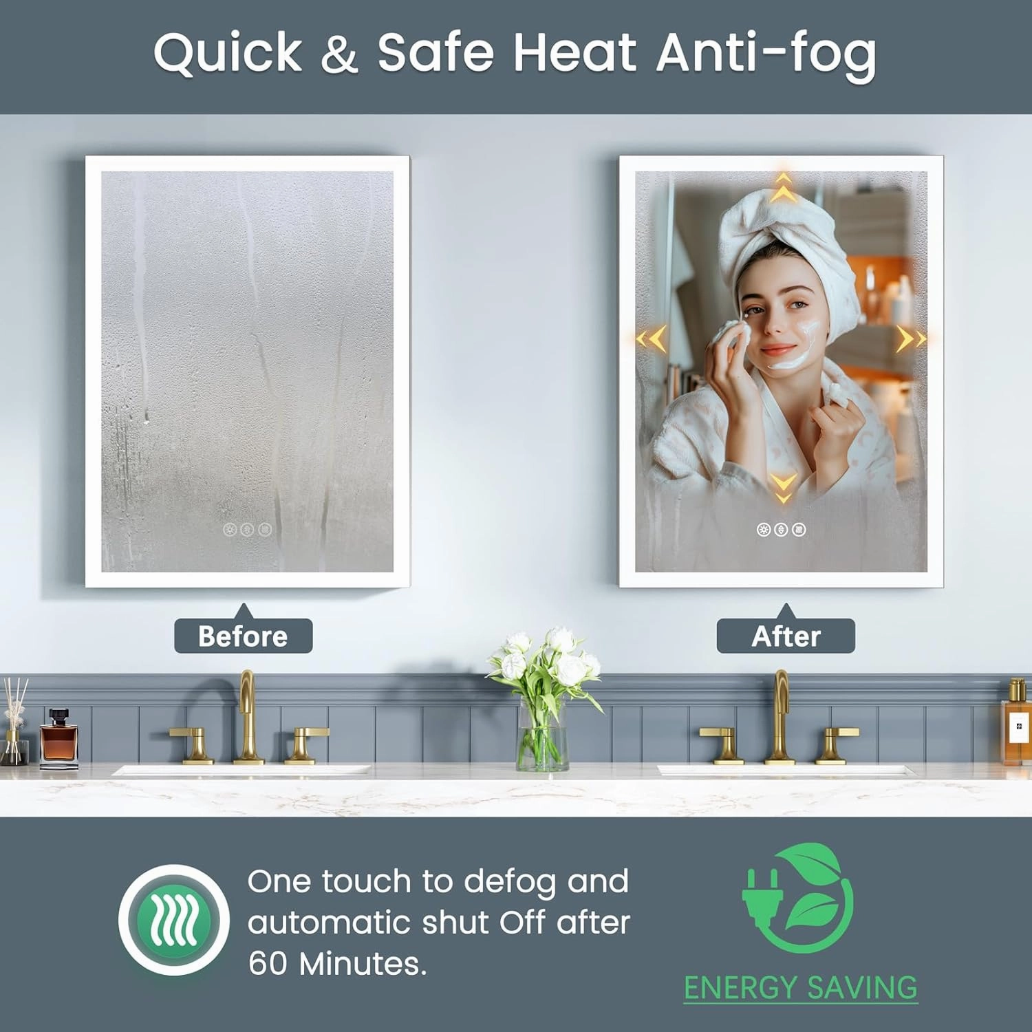 24x30 Inch Medicine Cabinet with Lights, AL Alloy Frame, Plug-in or Hardwired, Recessed or Surface Mount, 3 Colors/Dimmable/Interior Light/Defog, 2 Outlets & USBs, 2 Shelves (Right Hinge)
