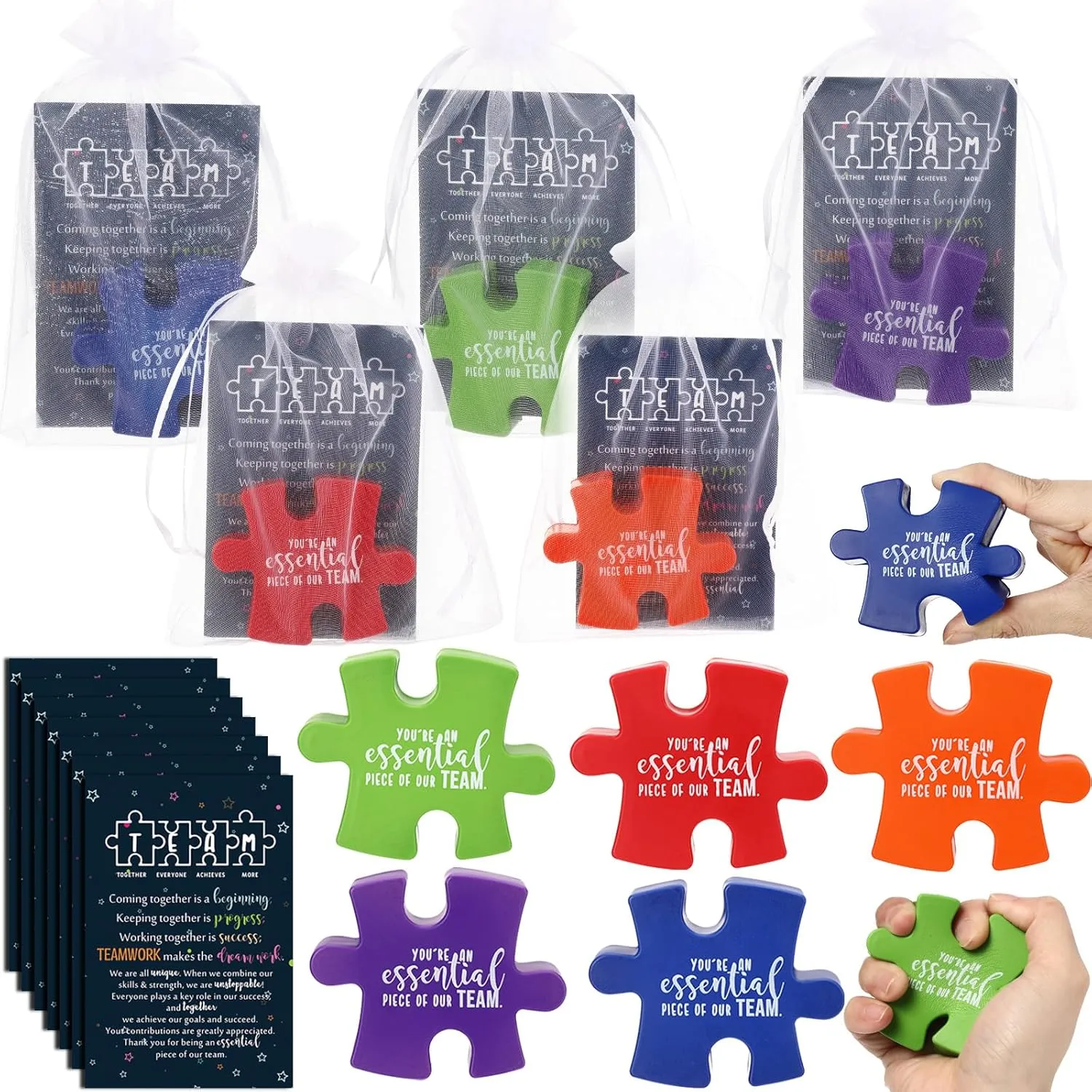 25 Set Employee Appreciation Gifts Bulk Inspirational Foam Stress Relief Squeeze Ball with Thank You Card and Organza Bag Team Gifts for Coworkers Employee Staffs