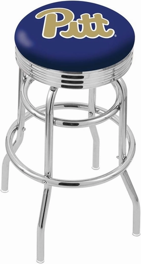 25" L7C3C - Chrome Double Ring Pitt Swivel Bar Stool with 2.5" Ribbed Accent Ring by Holland Bar Stool Company