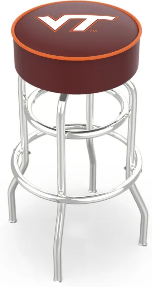25" L7C1-4" Virginia Tech Cushion Seat with Double-Ring Chrome Base Swivel Bar Stool by Holland Bar Stool Company