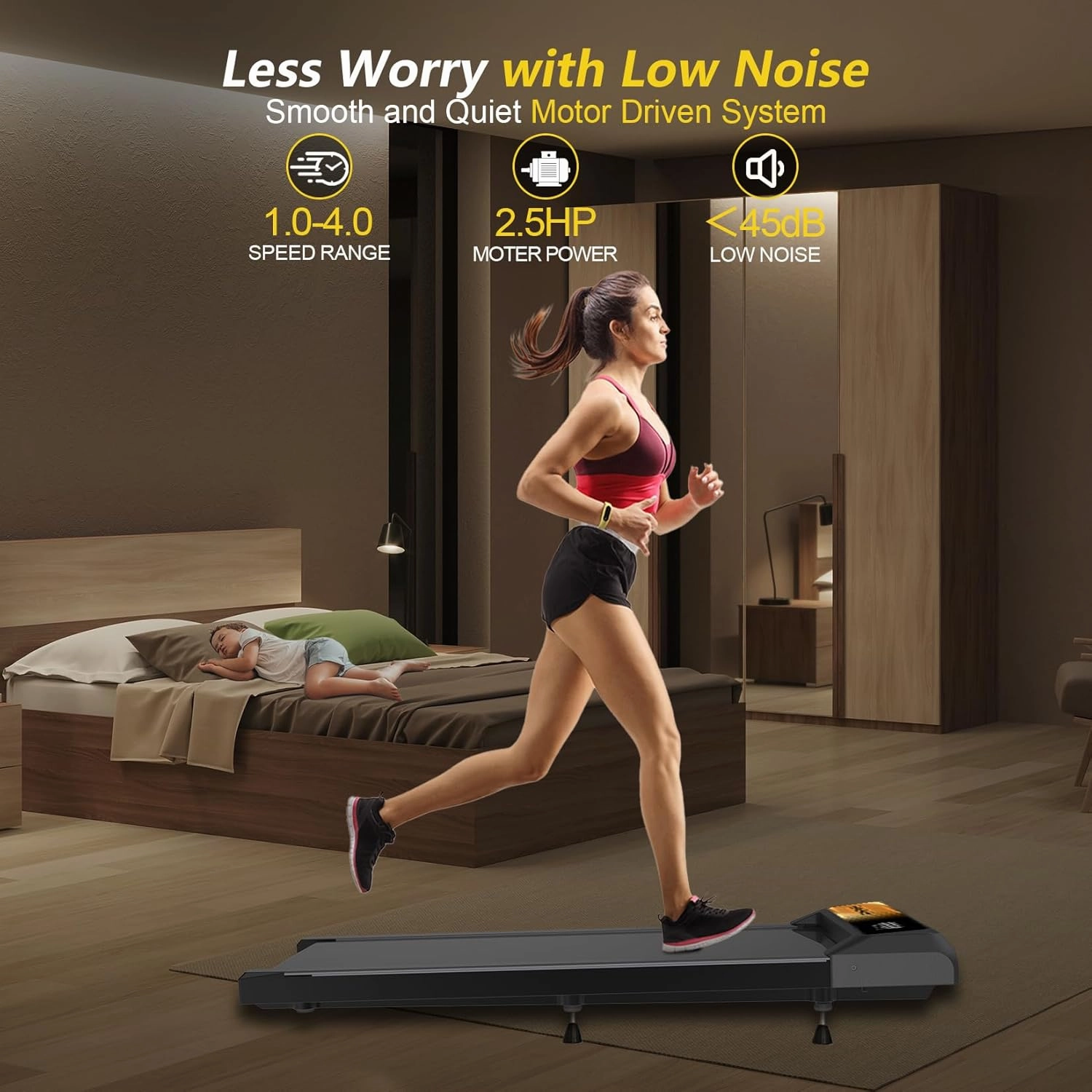 2 in 1 Treadmill and Walking Pad for Home/Office, Walking Treadmill with Remote Control, APP, and LED Display