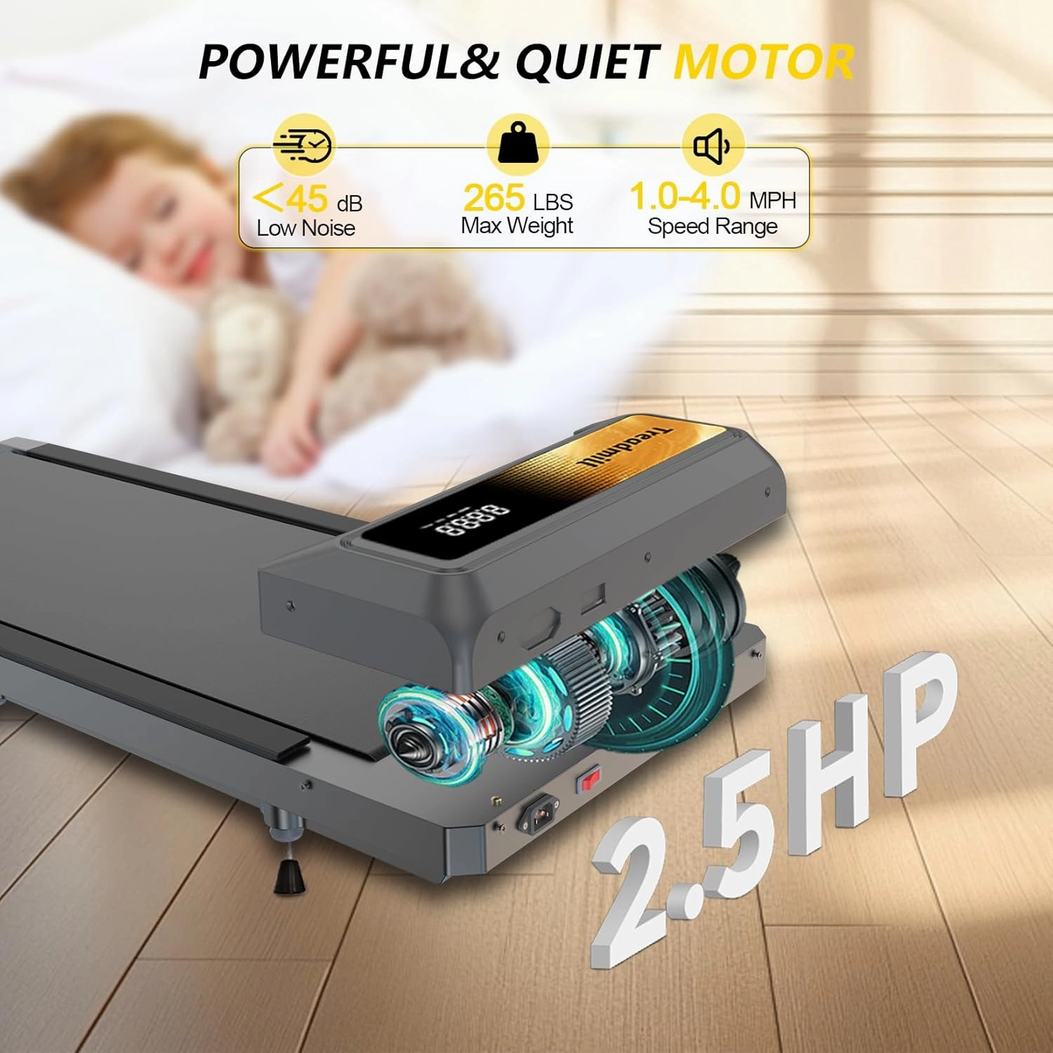 2 in 1 Treadmill and Walking Pad for Home/Office, Walking Treadmill with Remote Control, APP, and LED Display