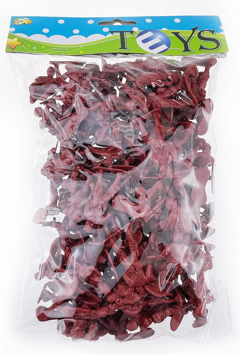 2-Inch Plastic Army Men Action Figures, 10 Unique Sculpts, Pack of 100 (Red)