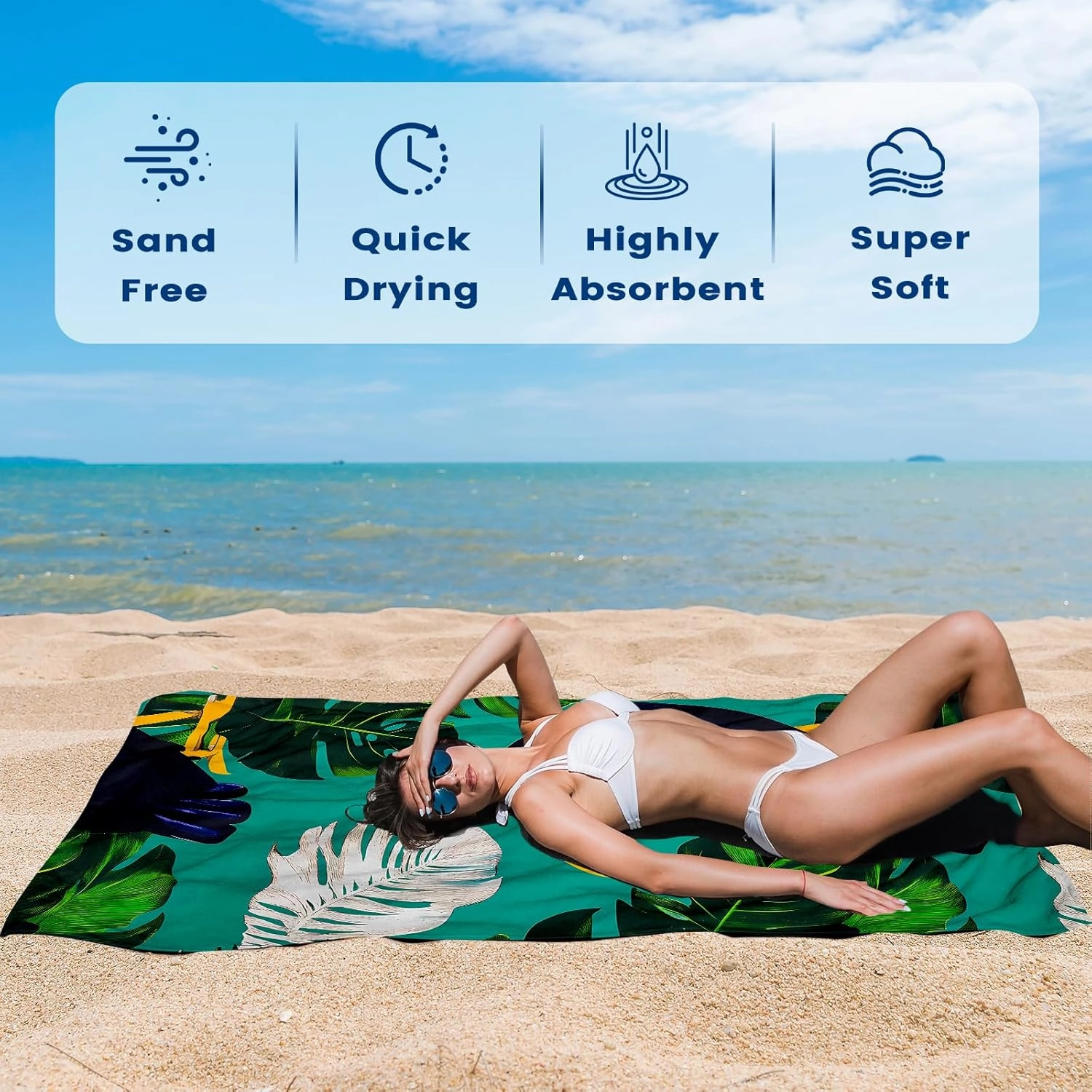 2 Pack Microfiber Beach Towel Oversized 71"x32" Sand Free Quick Dry Absorbent Lightweight Thin , Compact Towels for Travel Swimming Pool Yoga Gym Camping Beach Accessories Vacation Essentials Gift