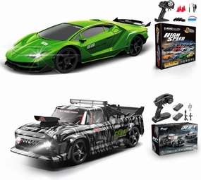 2 PCS RC Drift Car, RC Drift Car 1:24 Remote Control Car 4WD 15KM/H Remote Control Car and 1:12 Fast RC Car 2.4GHz 35KM/H High Speed Performance with Gyro Racing Car Gift for Adults Kids Boys Girls