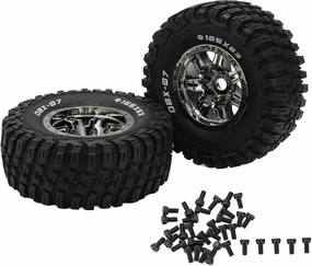 2Pcs 1/7 RC Wheels and Tires,Rubber Plastic Tire Skin,Rubber tire Surface has a Bumpy Texture,Replace for ZD Racing 1/7 DBX?07 RC Car Upgrade Part Truck Compatible(Titanium), Rubber Plastic Tire