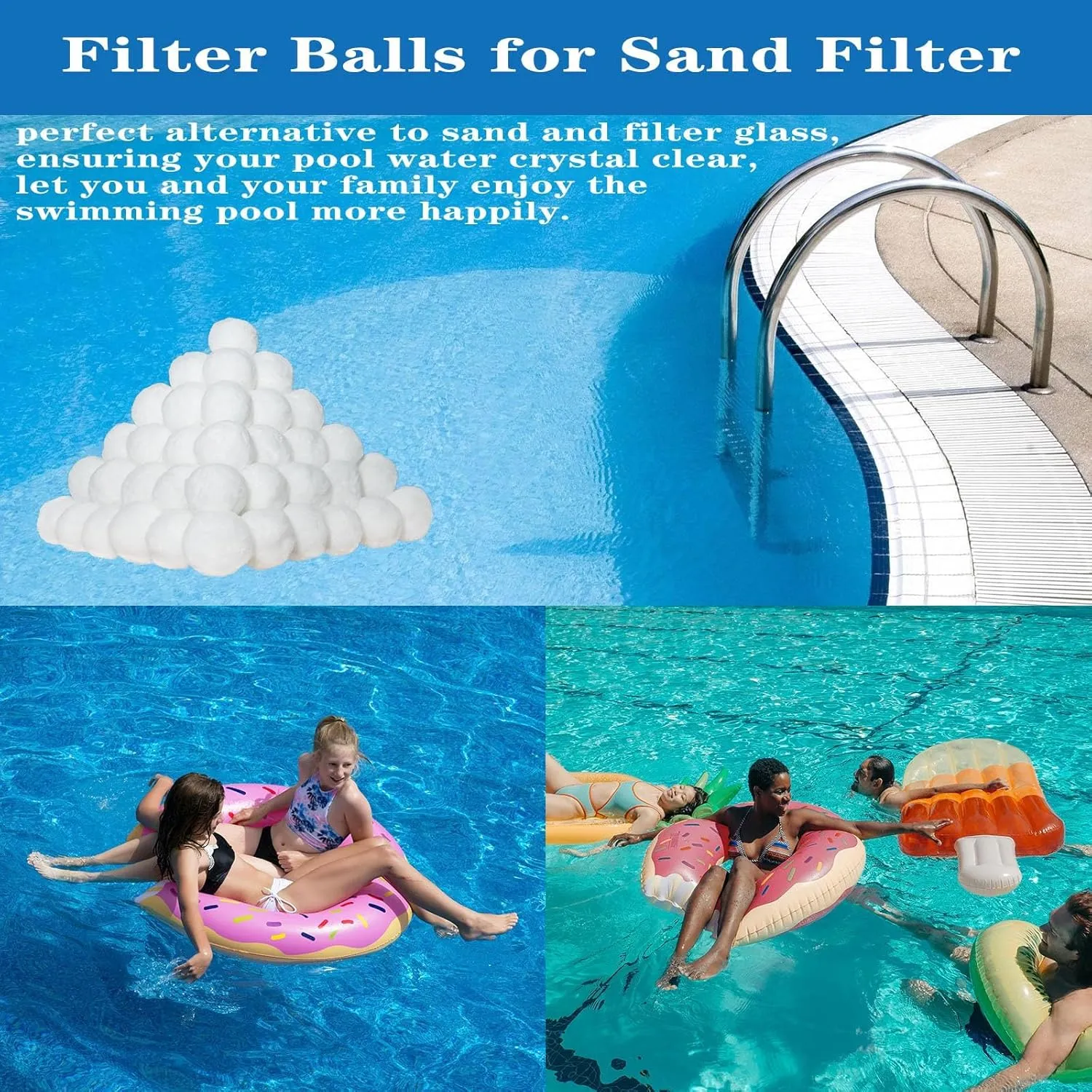 3 lbs Pool Filter Ball, for Swimming Pool Sand Filter, Lightweight Reusable Eco-Friendly Fiber Filter Ball, Replaces 100 lbs Pool Filter Sand (3 lbs)