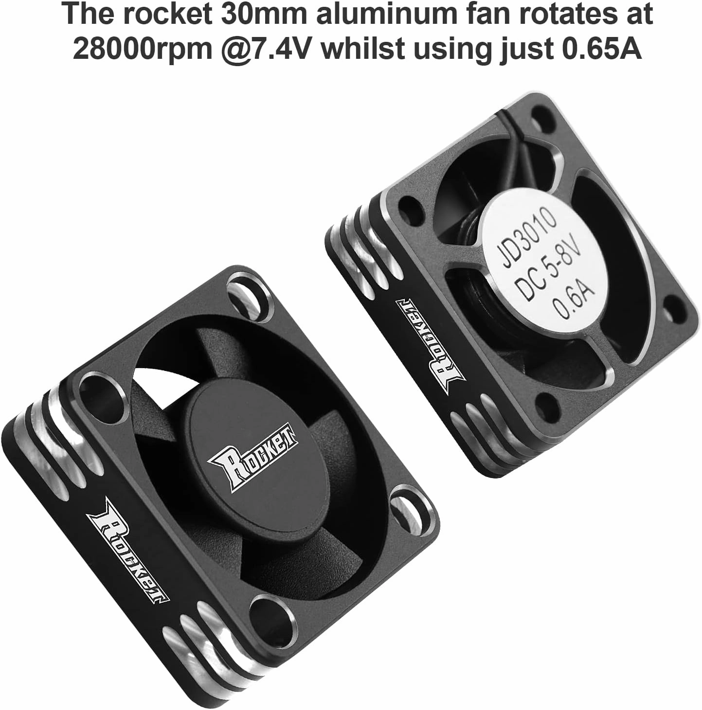 30mm RC Motor Heatsink 28000RPM ESC Cooling Fan for RC Car 1/8 1/10 1/12 Scale 540 550 Brushless Motor (Black Silver)