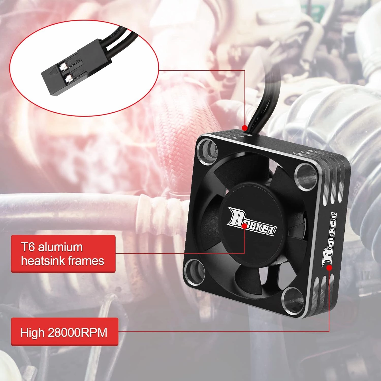 30mm RC Motor Heatsink 28000RPM ESC Cooling Fan for RC Car 1/8 1/10 1/12 Scale 540 550 Brushless Motor (Black Silver)