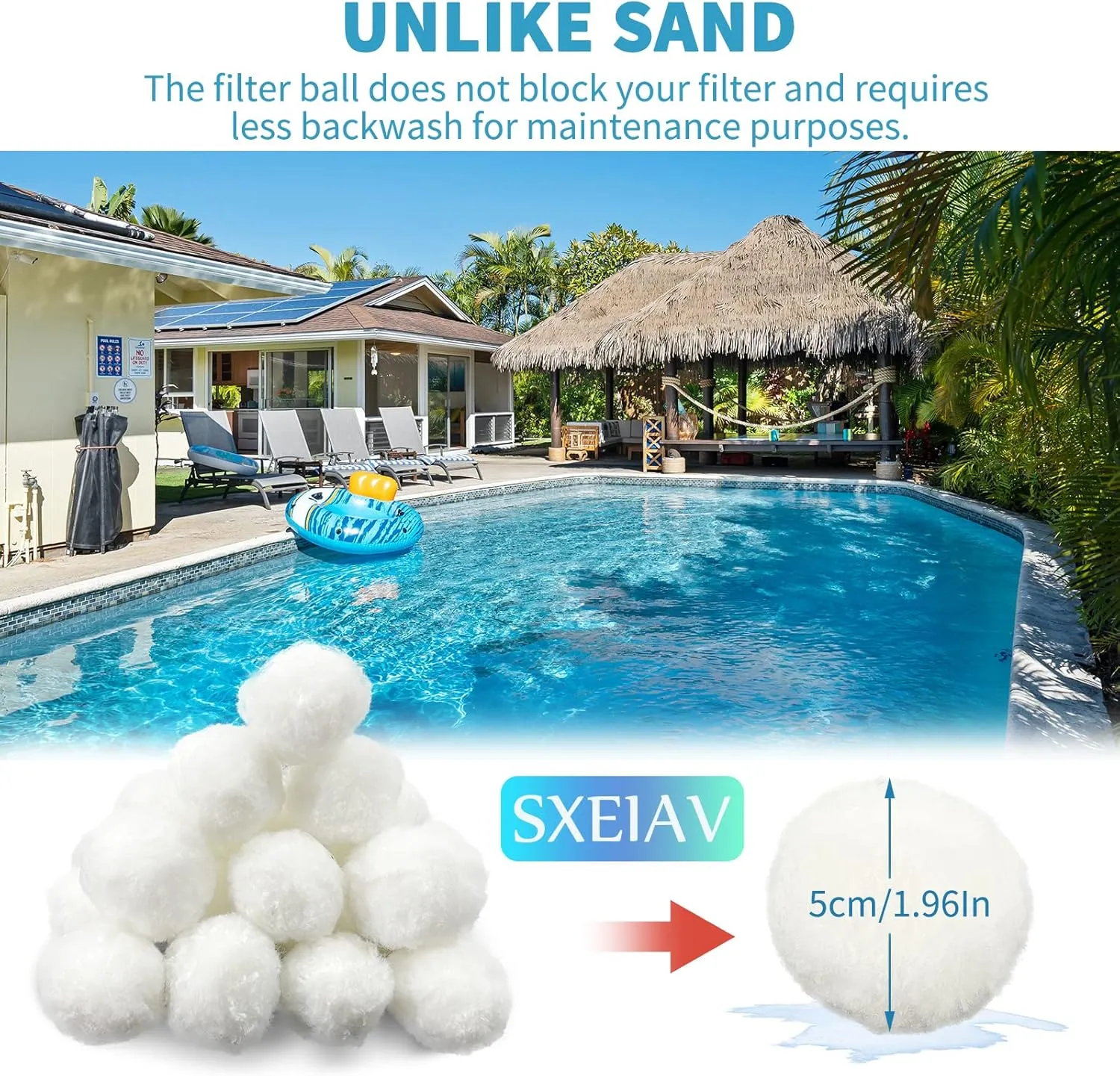 3.1 lbs Pool Filter Ball for Sand Filter Pump for Above Ground Pool, Pool Filter Media Balls Instead of Sand, Reusable Eco-Friendly Fiber Filter Media Ball (Equals 110 lbs Pool Filter Sand)