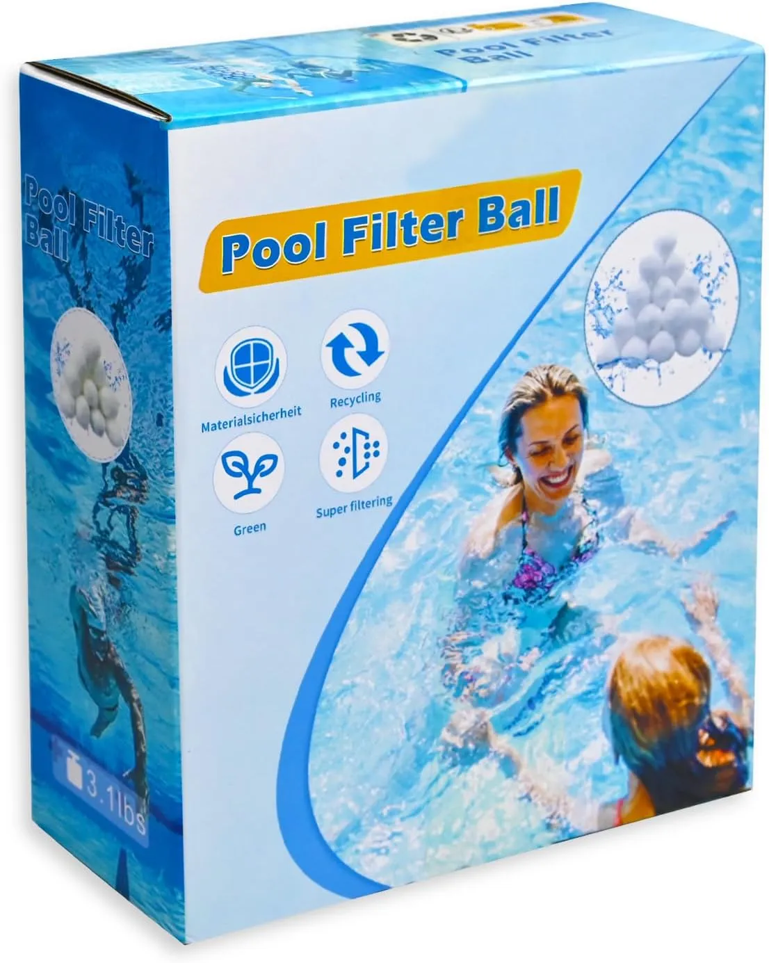 3.1 lbs Pool Filter Ball for Sand Filter Pump for Above Ground Pool, Pool Filter Media Balls Instead of Sand, Reusable Eco-Friendly Fiber Filter Media Ball (Equals 110 lbs Pool Filter Sand)
