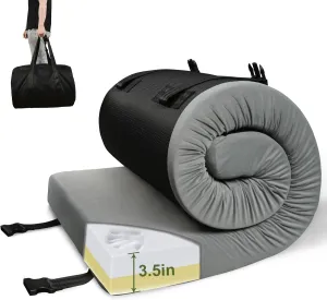 3.5" Extra Thick Foam Camping Mattress, Waterproof Cover & Travel Bag, Portable Sleeping Pad for Car/Tent/Cot/SUV/Trunk/Floor/Guest Bed(Cot)