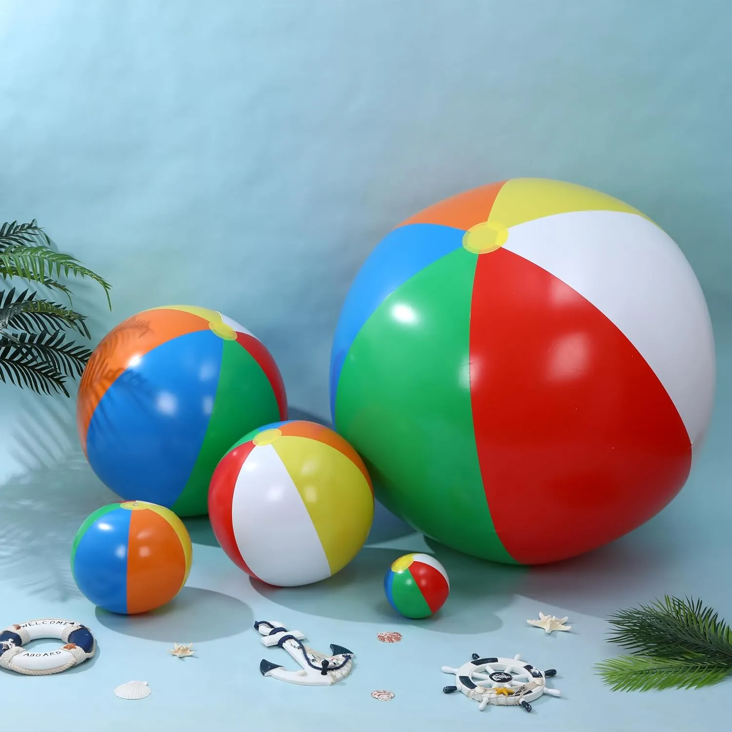 36 Pcs Inflatable Beach Balls Bulk 6" 12" 16" 24" 40" Multiple Sizes PVC Summer Swimming Pool Ball for Adults Outdoor Beach Hawaii Water Games Party Decorations