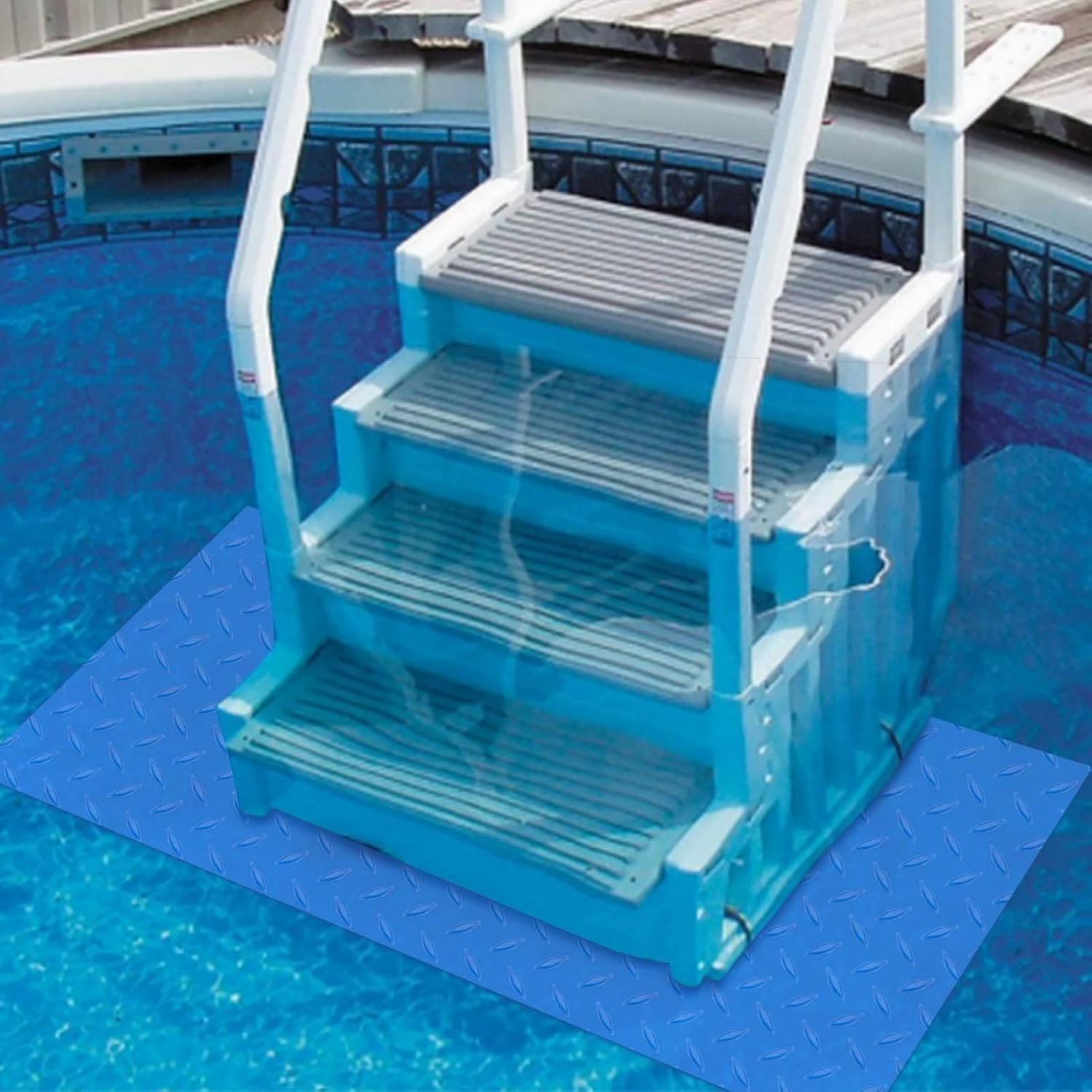 36x36in Swimming Pool Ladder Mat Protective Swimming Pool Step Pad for Above Ground Swimming Pool Ladder Pad Vinyl Non-Slip Pool Liner