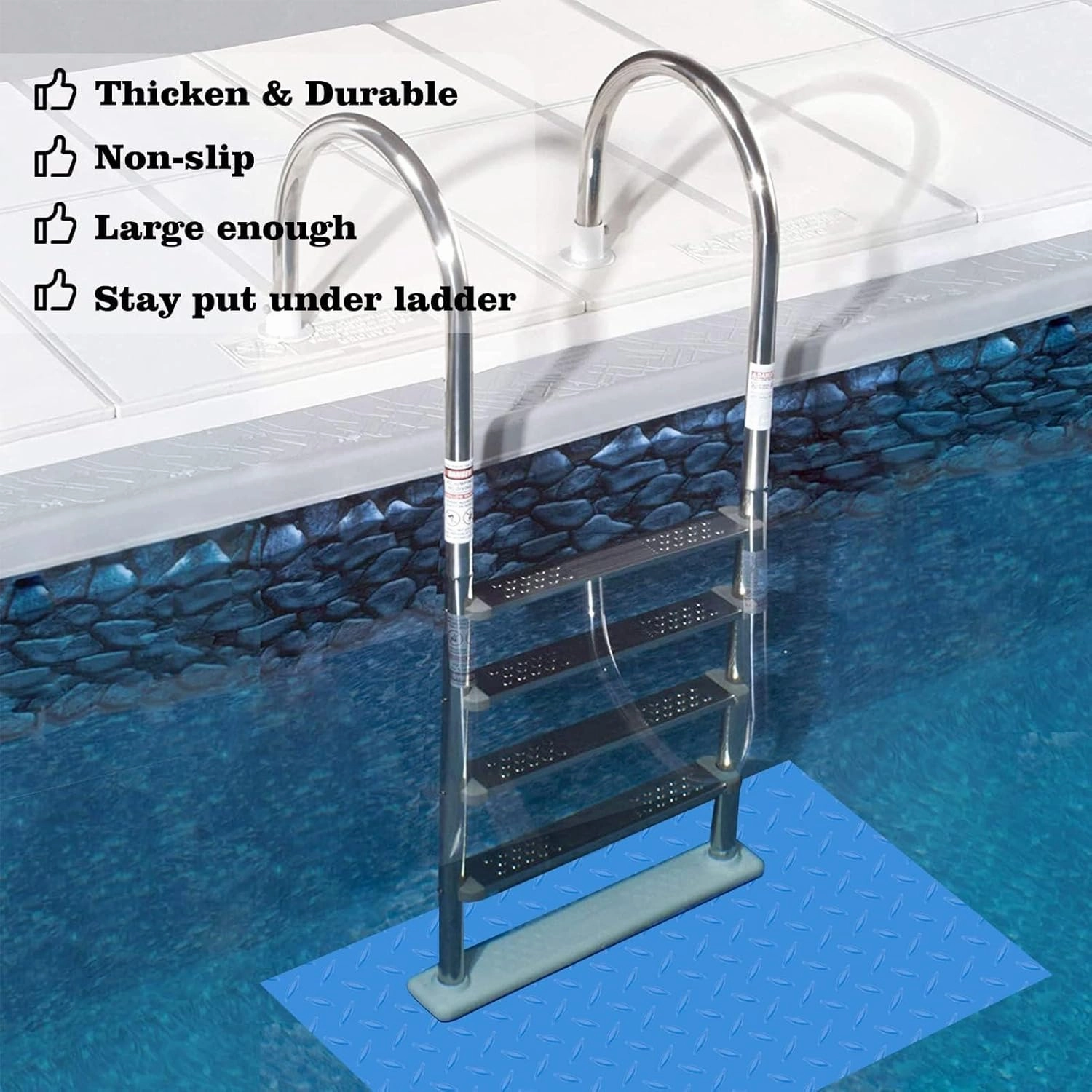 36x36in Swimming Pool Ladder Mat Protective Swimming Pool Step Pad for Above Ground Swimming Pool Ladder Pad Vinyl Non-Slip Pool Liner