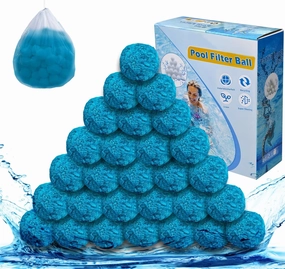 3.1lbs Pool Filter Balls for Sand Filter, Reusable Pool Filter Balls, Eco-Friendly Fibre Media Balls for Above Ground Sand Pool Pump, with Wash Bag (Blue)
