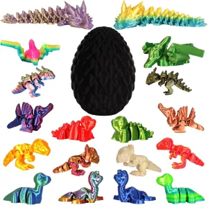 3D Printed Dinosaur Model Set with A Dinosaur Egg Storage Box,Joint Movable Dinosaur Toys,Gifts for Boys Girls,Mysterious and Unique Decorations and Collectibles