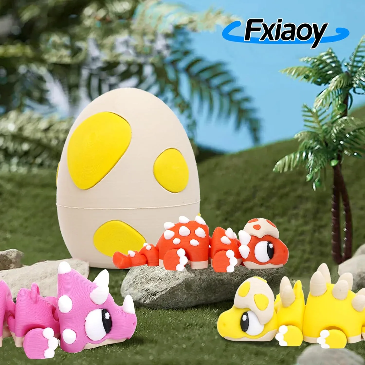 3D Printed Exquisite Dinosaur Egg Toy Model, Fully Articulated 3D Printed Toy. (Blue)