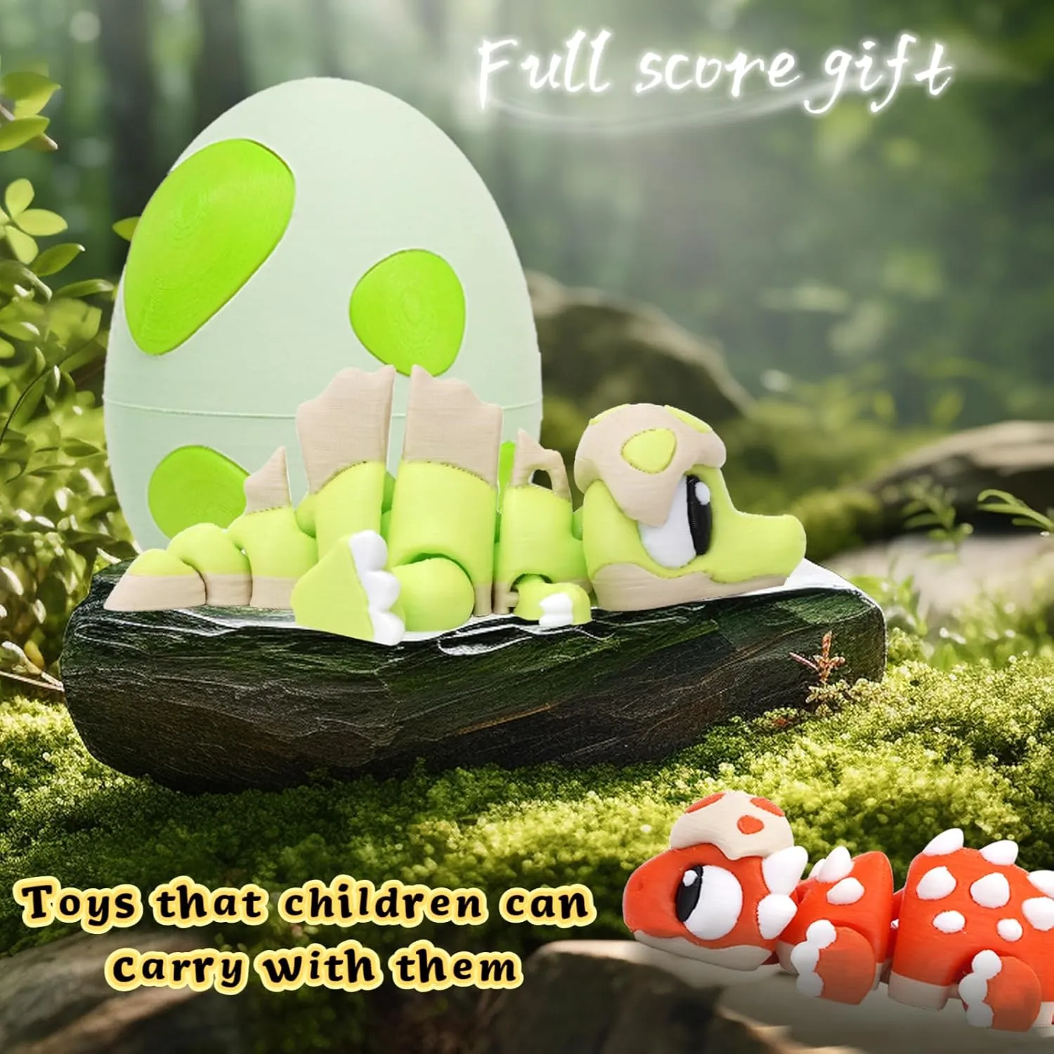 3D Printed Exquisite Dinosaur Egg Toy Model, Fully Articulated 3D Printed Toy. (Blue)