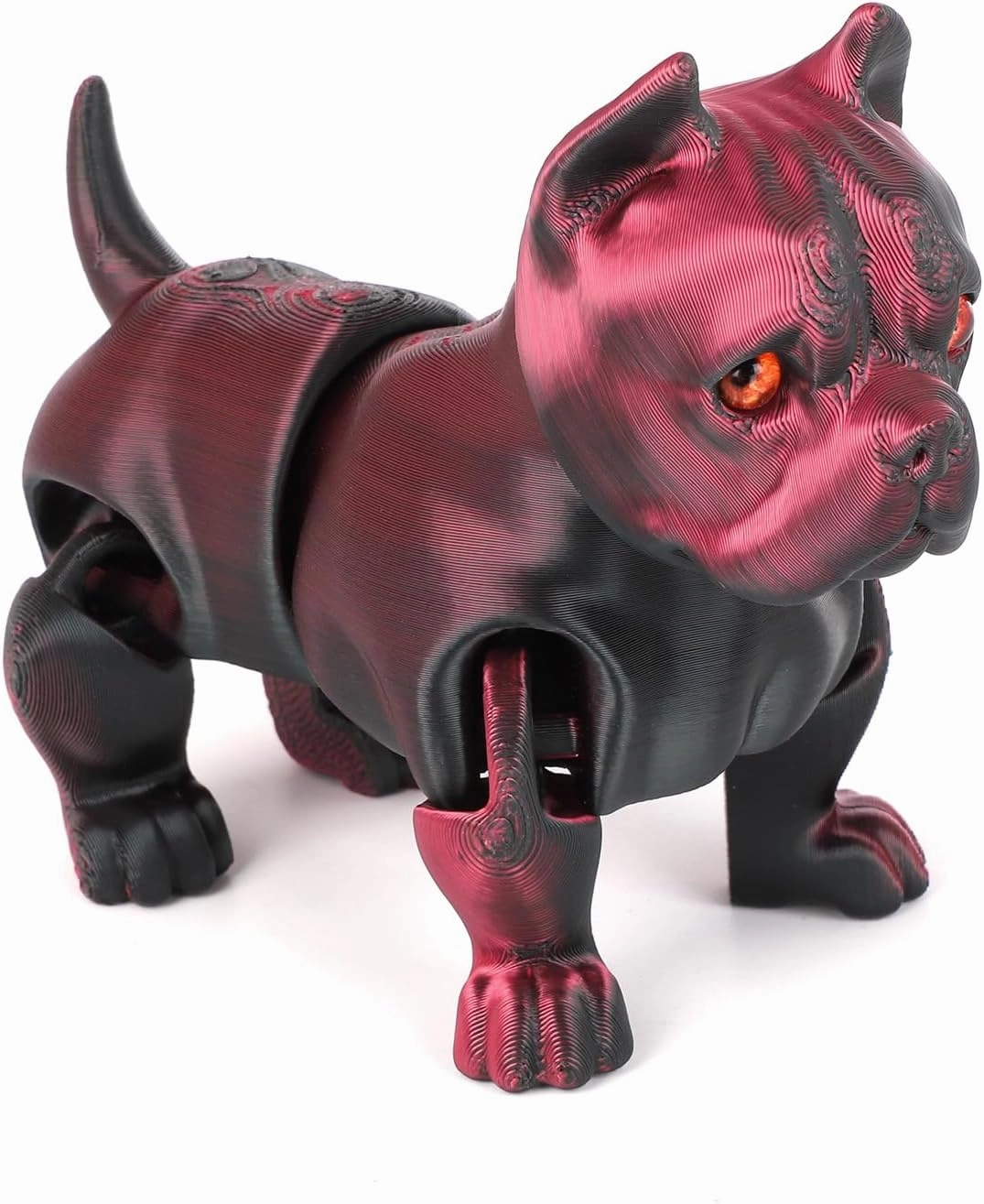 3D Printed Dog Model, 3D Printed Fidget Animals,3D Crystal Dog Flexible Joints Home Decor Executive Desk Toys,Home Office Decor Executive Desk Toys for Autism/ADHD (Black Red)