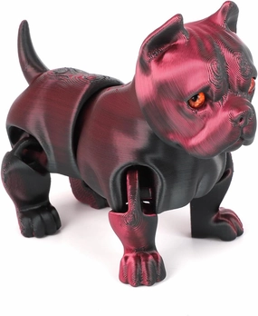 3D Printed Dog Model, 3D Printed Fidget Animals,3D Crystal Dog Flexible Joints Home Decor Executive Desk Toys,Home Office Decor Executive Desk Toys for Autism/ADHD (Black Red)