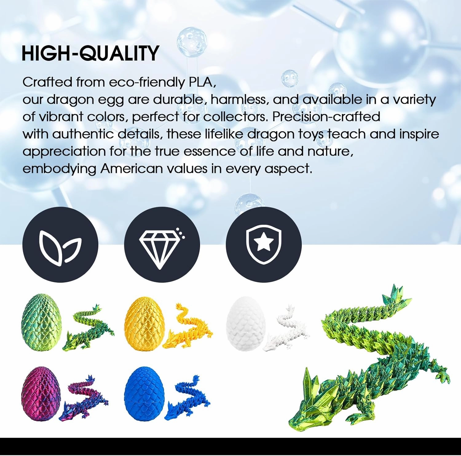 3D Printed Dragon Egg with Dragon Inside,12 Inch 3D Printed Dragon Egg Fidget Toy，Home Office Decor Executive Desk Toys for Autism/ADHD (Silk White)